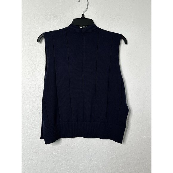 Anne Fontaine Women's Blue Wool/acrylic Sweater Vest Size Medium - Picture 4 of 7
